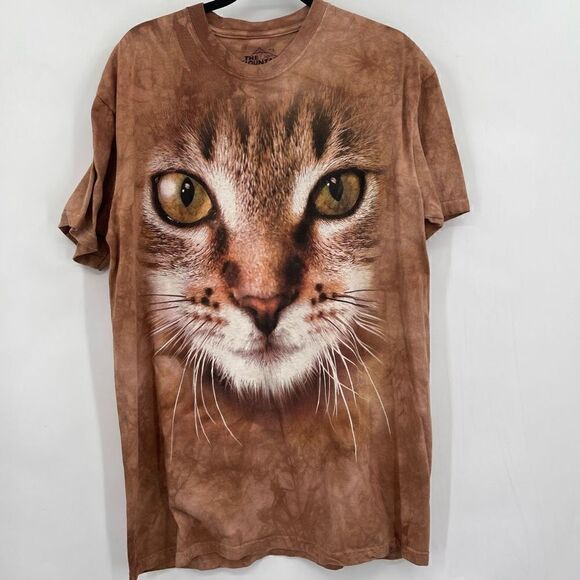 The Mountain Brown Short Sleeve 3D Kitten Cat Face Tie Dye T-Shirt Large - Picture 1 of 4